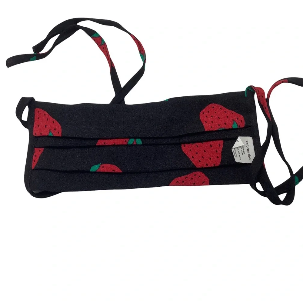 Reformation Black/Red‎ Strawberry Printed Soft Mask